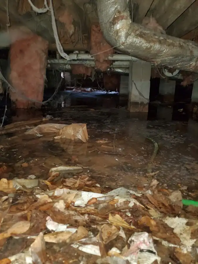 Crawl space flood assessment for Commercial Water Damage Restoration in Colton