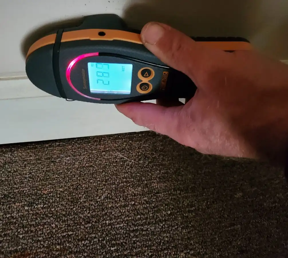 Moisture detection at baseboard during Mold Inspection & Testing in Colton
